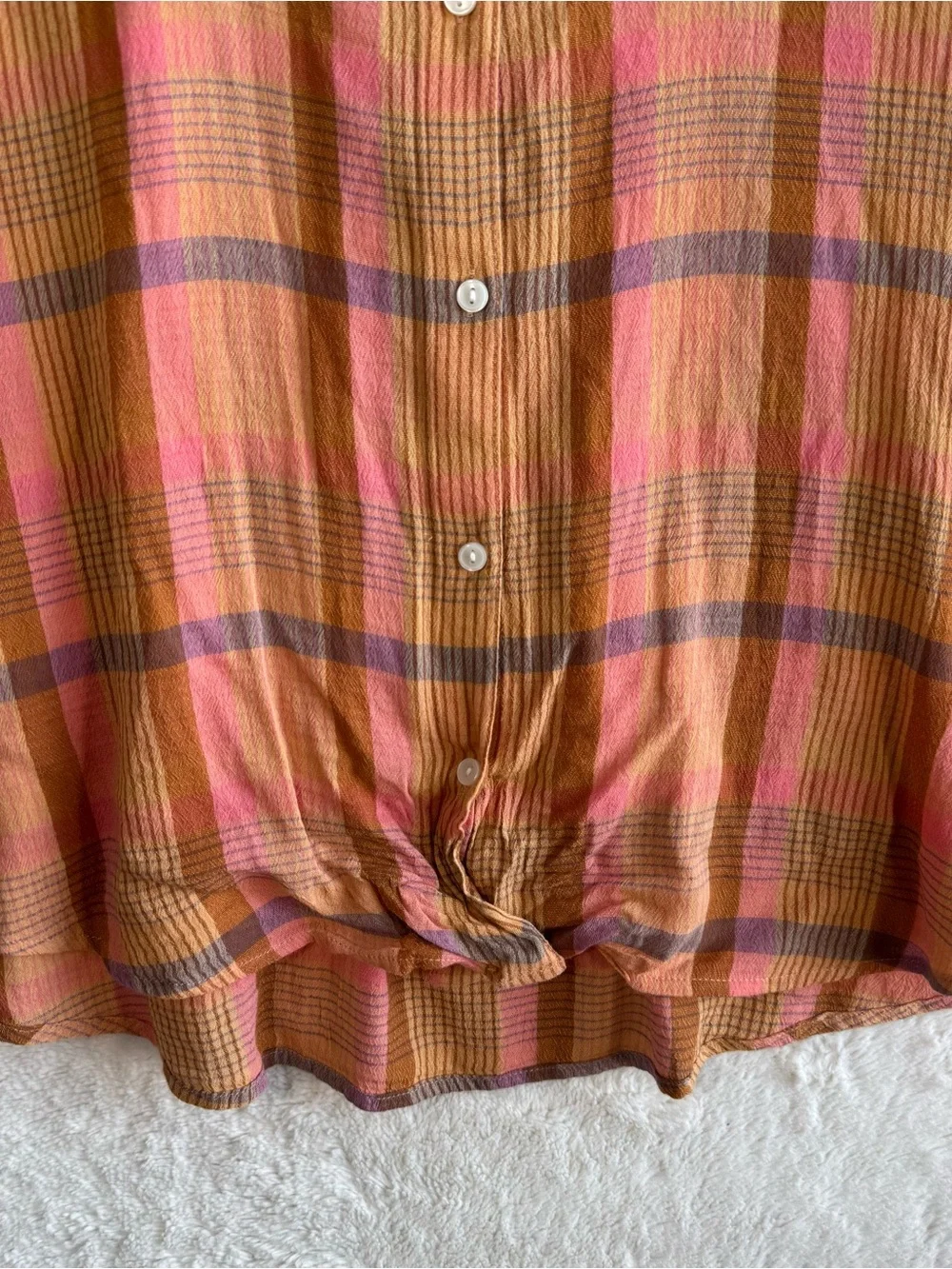 Lucky Brand Button Up Shirt Women’s Large Madras Plaid Western Cowgirl NEW